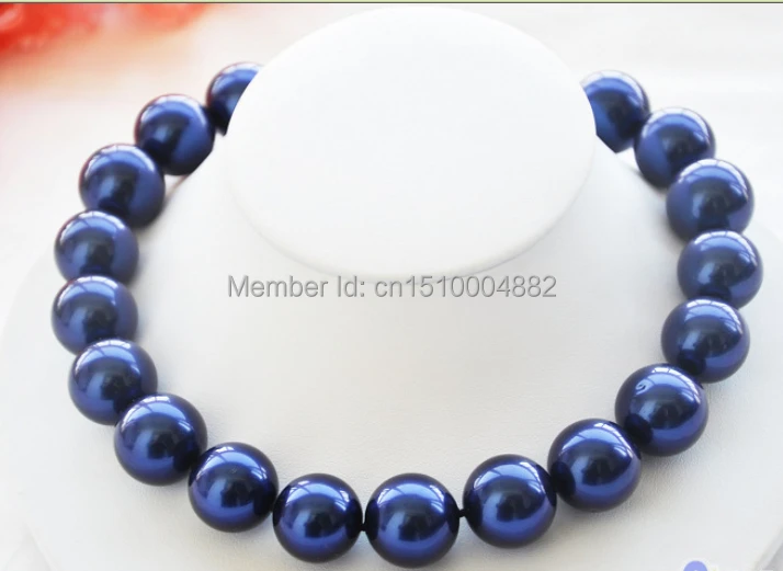 

shitou 00751 HUGE 17" 20mm blue round SOUTH SEA SHELL PEARL NECKLACE
