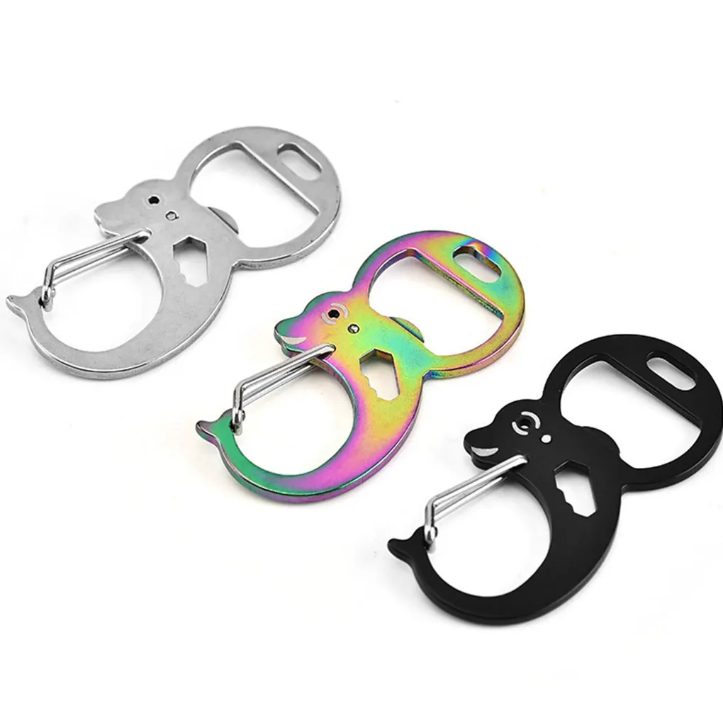 

Stainless Steel Climbing Buckle Bottle Opener Multi-Function EDC Outdoor Tool Hanging Key Chain
