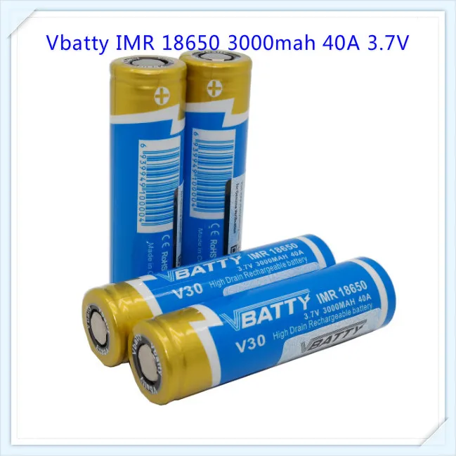 Высокомощный аккумулятор Vbatty IMR V30 18650 3000 мАч 40A 3 7 В с высоким усилителем плоский