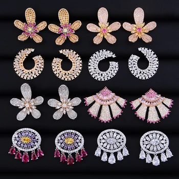 

Shinning~ GODKI Flower Turkish Lucky Eye Collection Fashion Elegant AAA Cubic Zirconia Women Bridal Stud Earrings High Quality