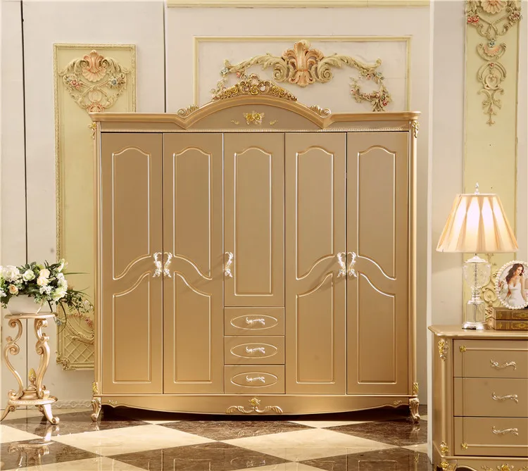 US 762 0 Antique Solid Wood Wardrobe Design Wooden Bedroom Furniture 5 Doors Closet Cabinets In Wardrobes From Furniture On Alibaba