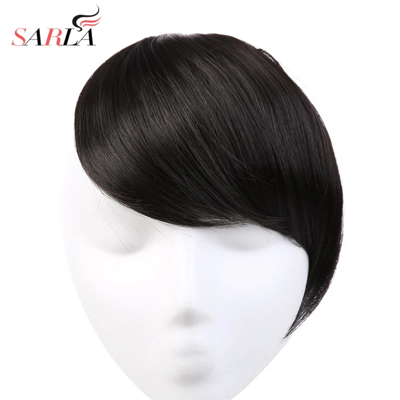 

SARLA 10Pcs/Lot Clip In Hair Extension Front Neat Heat Resistant Straight Natural Fringes Fake Synthetic Gradient Bangs B2