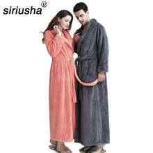 Siriusha74 Thickened Flannel Robe Autumn and Winter New Male Lengthened Coral Cashmere Bathrobe home Service Couples Pajamas