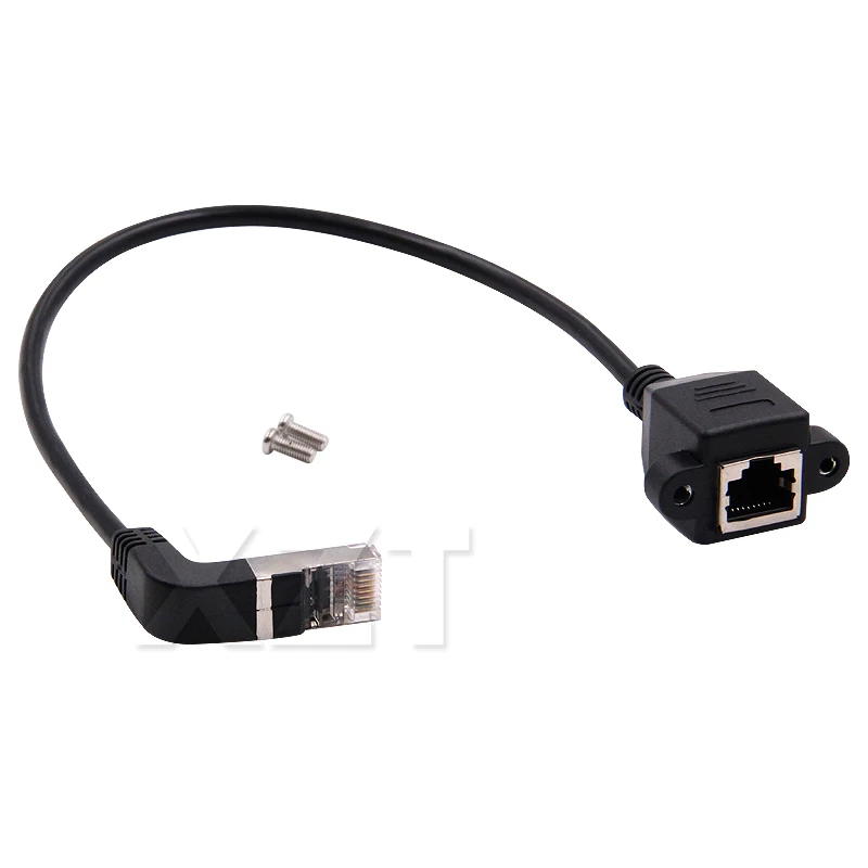 1 шт. вверх и вниз на 90 градусов штекер-гнездо RJ45 винтовое крепление панели Ethernet LAN