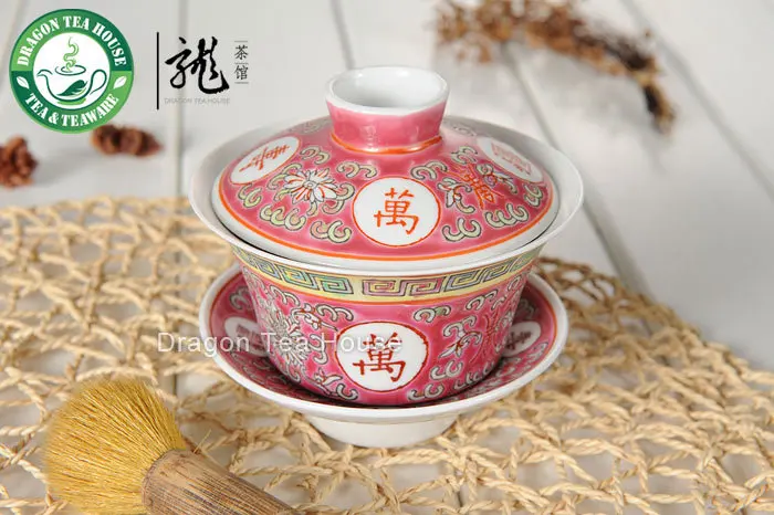Красный вечная жизнь традиционный фарфор Gaiwan 150 мл|gaiwan porcelain|gaiwan |