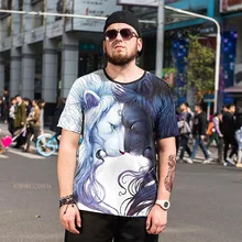 Oversized Men’s Clothing Top Quality men T shirt casual loose design o-neck men cute lion print T-shirt new Tshirt Tee shirt