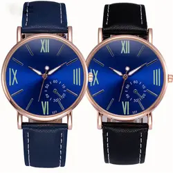 Migeer часы римские цифры синий циферблат искусственная кожа булавки Пряжка мужские модные наручные часы 2017 Прямая доставка MI66