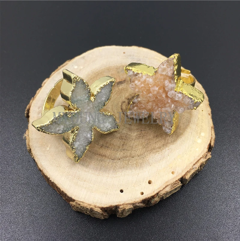 MY0999 кулон в форме натуральной морской звезды агатес Druzy Камень Подвеска Шарм