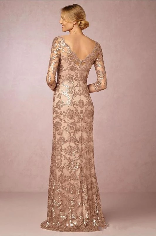 Rose gold lace dress with sleeves Clearance