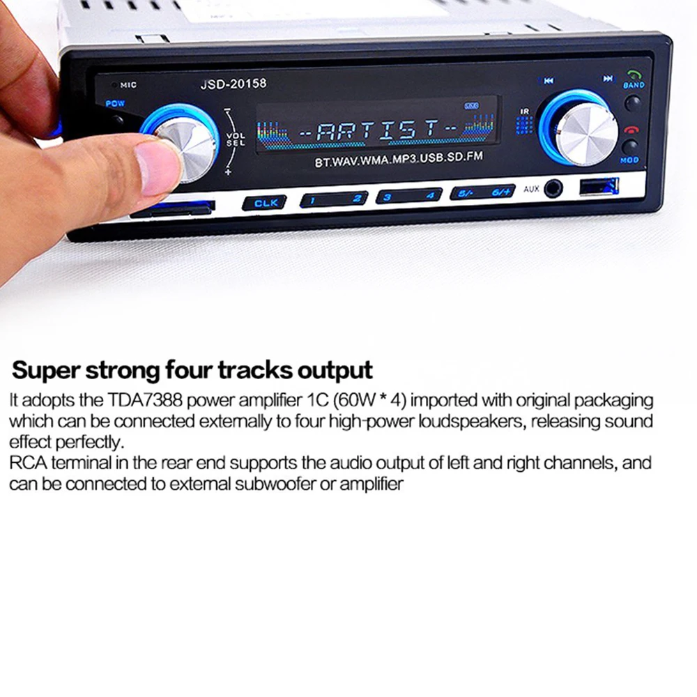 JSD-20158 12 в Bluetooth V2.0 автомобильный аудио стерео MP3-плеер в тире fm-радио приемник Поддержка USB AUX вход с пультом дистанционного управления
