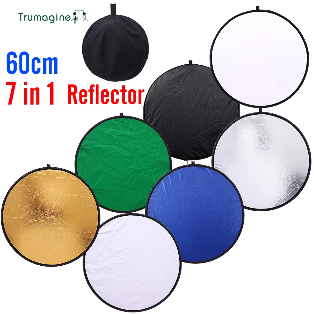 

24inch 60cm 7 in 1 Portable Collapsible Light Round Photography Reflector for Studio Multi Photo Disc Photographic Accessories