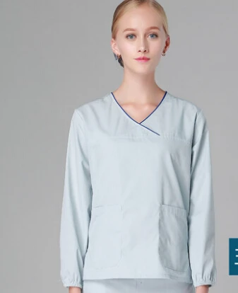 Новые мужские и женские медицинские наборы для скраба больница доктор униформа медсестры стоматологическая клиника v-образный вырез с длинным рукавом медицинские скрабы Nanou XK008 - Цвет: women 7