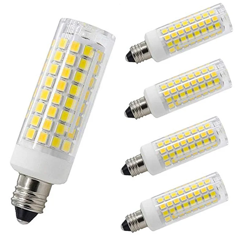 Диммируемый E11 102 светодиодный кукурузный лампочка 2835 SMD 110 V 120 V 10 W светодиодный керамическая лампа 360 градусов Замена угла для галогенов