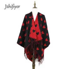jzhifiyer YX171 Fashion 440 Grams Women Poncho Cashmere Feel Like Loves Pattern Tassel Scarf Poncho Capes jzhifiyer YX171 Fashion 440 Grams Women Poncho Cashmere Feel Like Loves Pattern Tassel Scarf Poncho Capes