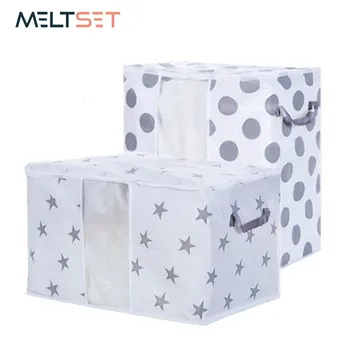 

Non-woven Pillow Quilt Storage Bag Portable Folding Wardrobe Clothes Storage Bag Box With Windows