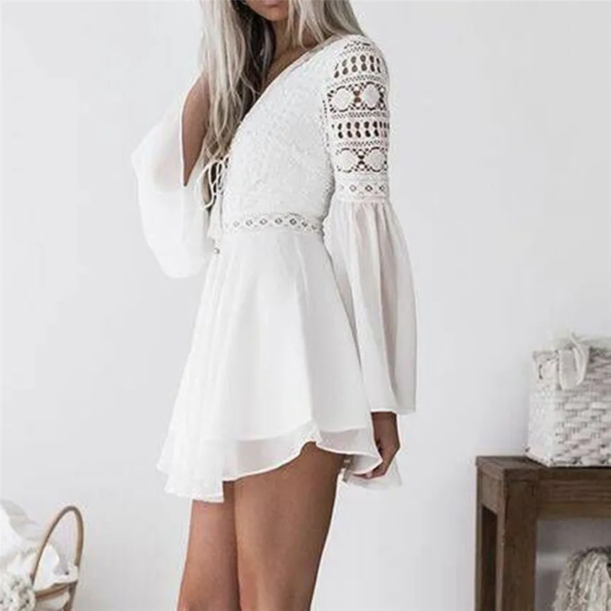 الربيع النساء اللباس الدانتيل طويلة الأكمام Bodycon كوكتيل حزب ألف خط اللباس الإناث الأزياء عارضة ضمادة البسيطة فساتين
