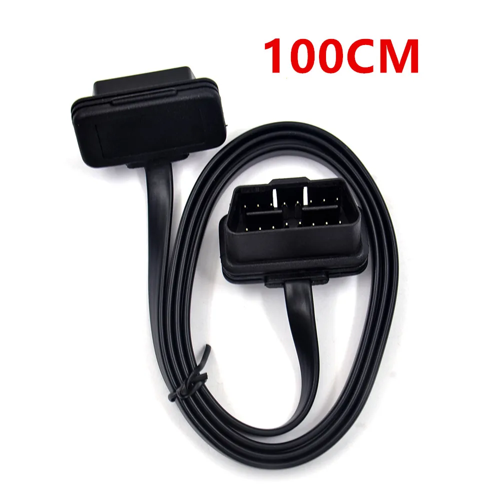 100 см 60 см плоский тонкий как лапша OBD2 OBDII OBD 16Pin ELM327 мужчин и женщин Локоть удлинитель диагностический разъем - Цвет: 100CM