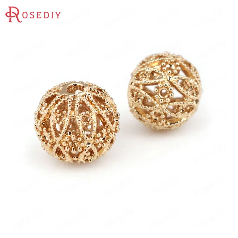 6PCS 11MM 24K Champagne Gold Color Plated Brass Hollow Spacer Beads Bracelet High Quality Diy Jewelry Accessories | Украшения и