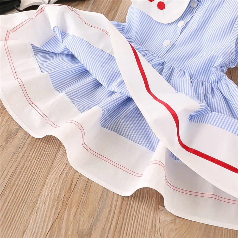 2019 Toddler Kids Baby Girls Clothes Sleeveless Cherry Stripe Party Princess Dresses children princess dress for girls B26$ (8)