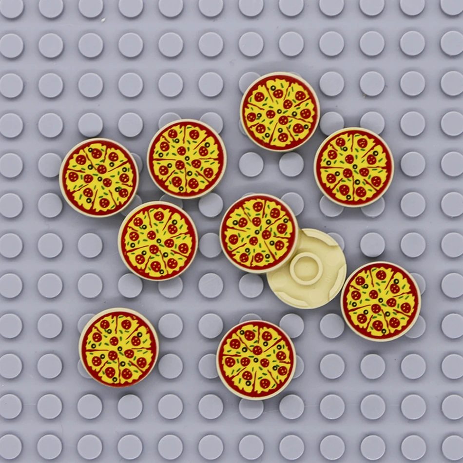Кубики MOC из строительных блоков Foods City кубики для пиццы хлеба обжарки курицы хот