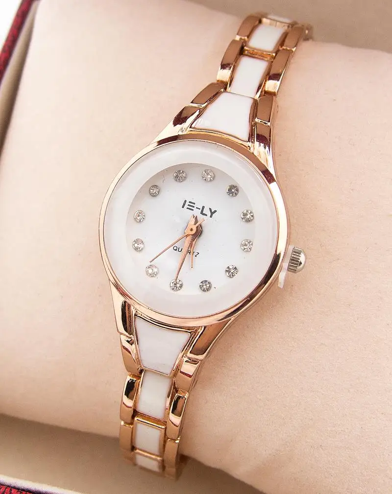 High Quality Rose Gold Tone Watch Women Lady font b Elegant b font Crystal font b