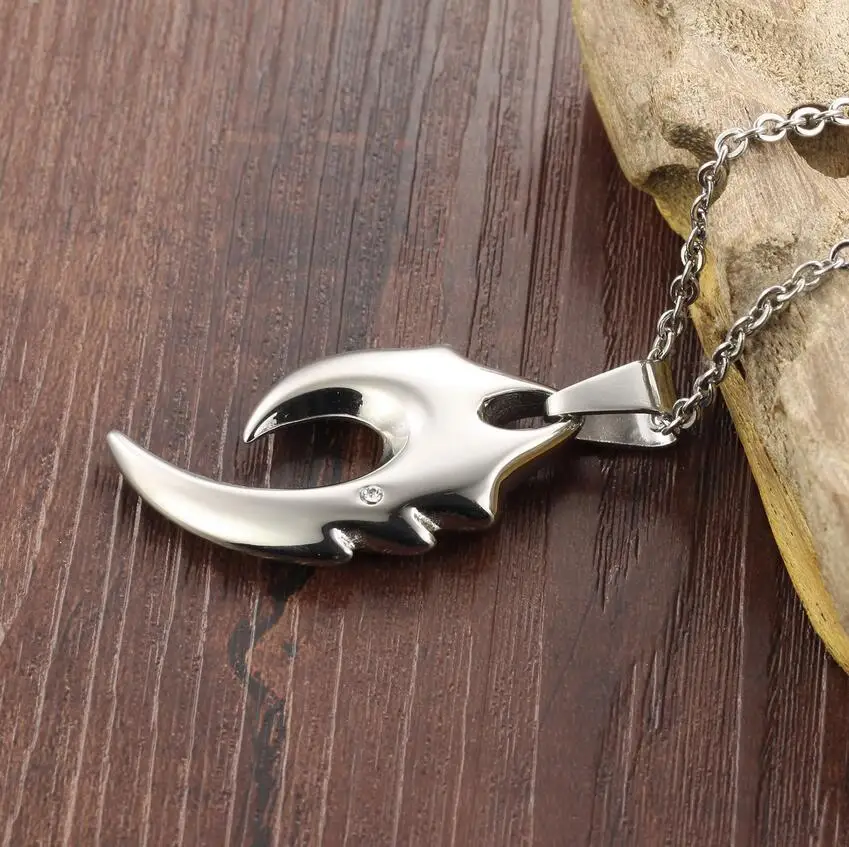 Мужское ожерелье с подвеской символом пламени из титановой стали|jewelry for men|symbol