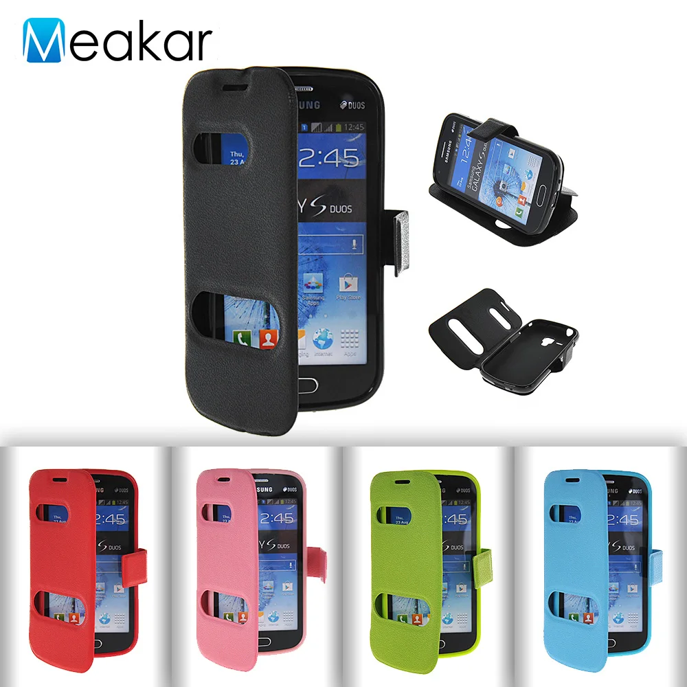 

Double Window Pu Leather 4.0For Samsung Galaxy Trend Plus S7580 Case For Samsung Galaxy S Duos S7562 Cell Phone Back Cover Case
