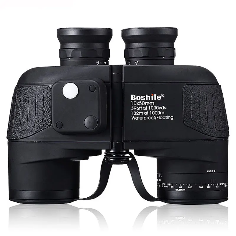 Military hunting HD Marine Binoculars boshile 10X50 Zoom Rangefinder Compass Telescope Eyepiece Waterproof Nitrogen bak4 black