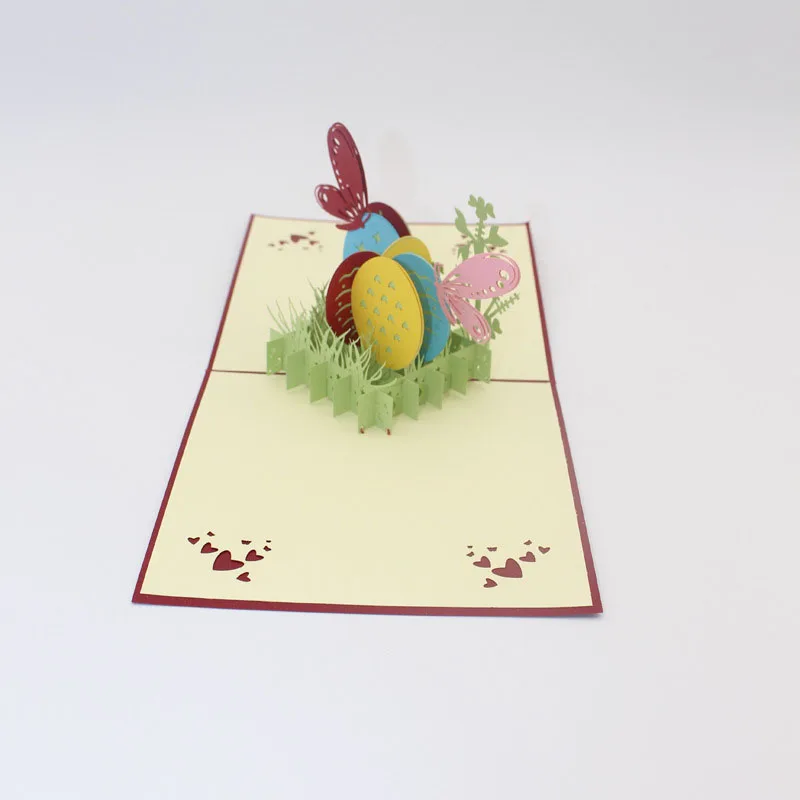  3D Laser Cut Handmade Carving Rainbow Butterfly Easter Eggs Paper Invitation Greeting Cards PostCar - 32793068891
