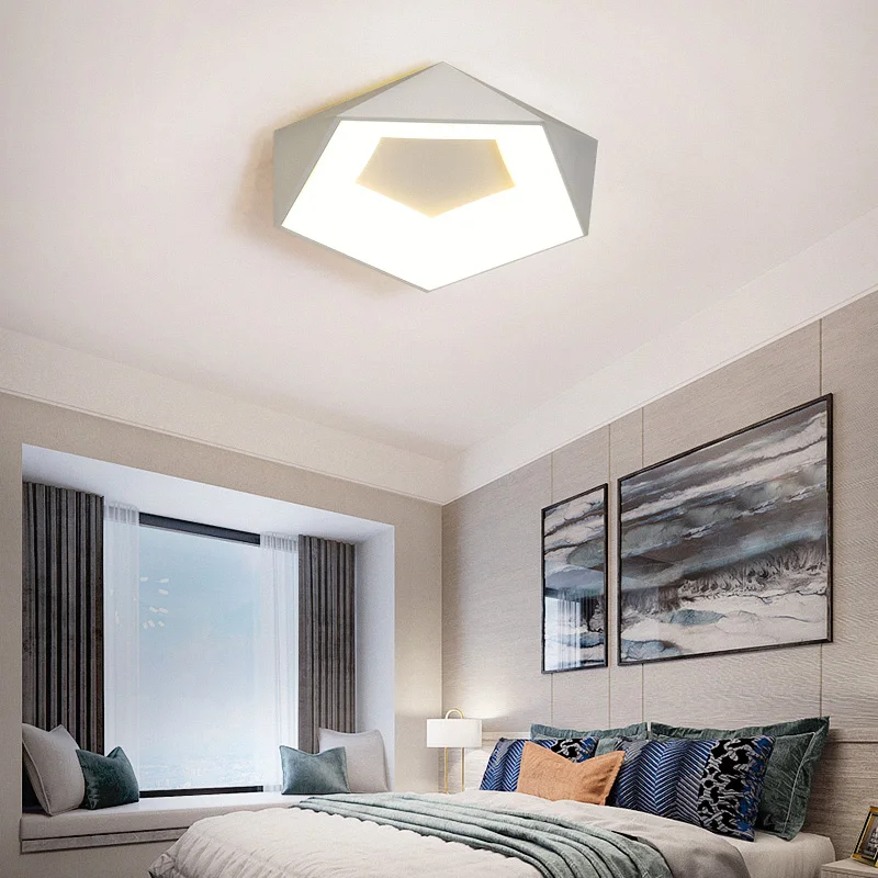 

White/Black/Coffee Finished Modern Led Ceiling Lights For Living Room Bedroom Master Room Diamond Shape Ceiling Lamp Free Mail