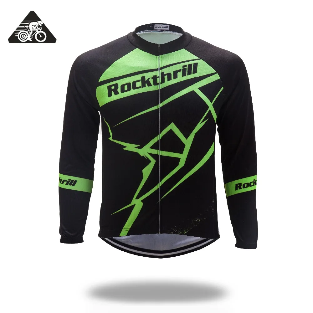 

Rockthrill Long Sleeve Cycling Jerseys Shirt Spring/Autumn Green cycling jersey bike cycle quick dry Ropa Ciclismo clothing