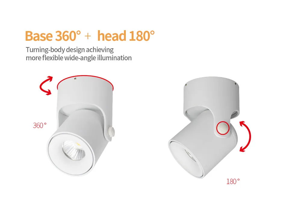 Conduziu a Lâmpada do Teto Luz de Fundo Aisilan Ponto Downlight Superfície Montado Cob Ajustável 180 Graus Foyer Quarto Luz 9 Luzes de teto