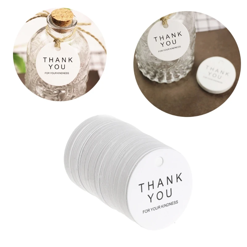 

100 Pcs 1.65" Kraft Gift Label Tags Thank You DIY Gift Box Wedding Favors