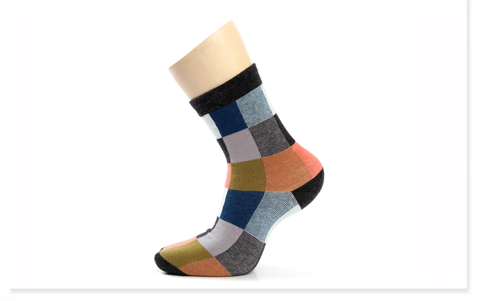 5 пар/партия хлопок Для мужчин носки компрессионные носки мода красочные площади Счастливое Платье Носки Для мужчин Размеры 39-45