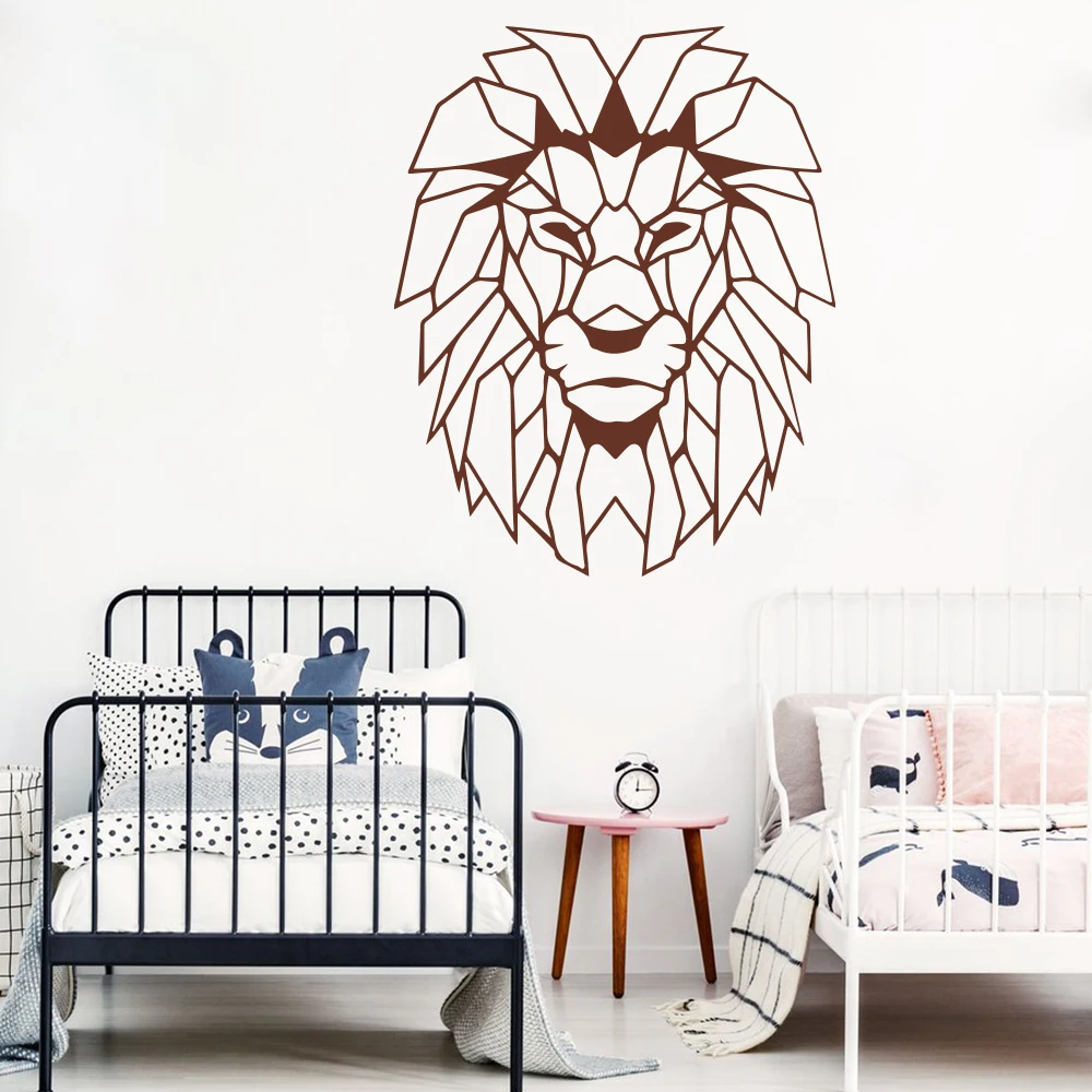 Большой геометрический сафари голова льва Наклейка на стену детская комната мультфильм Африка Лев животные джунгли Наклейка на стену виниловый Декор для спальни