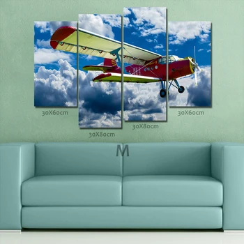 

AAHH 4 Panel Big Size Canvas Painting Dordic Glider Blue Sky Picture Print on Canvas Wall Art Painting for Home Decor No Frame