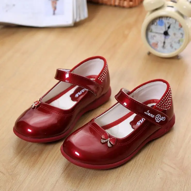2016 Designer Bowknot Princess Patent Leather Girls Shoes Children Sneaker Girl Shoes Kids Shoes Chaussure Enfant