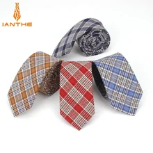 Брендовые новые мужские винтажные модные хлопковые клетчатые узкие мужские галстуки в клетку цветные свадебные костюмы Тонкий галстук галстуки