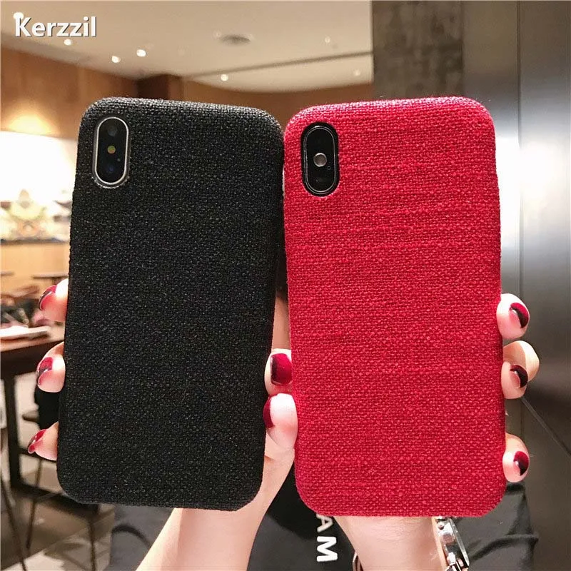 

Kerzzil Cloth Texture PU Leather case For iphone X XS&XR XS MAX 7 8 Ultra-thin Silicone Phone Cases For iphone 6 6S 7 8 Plus Bac