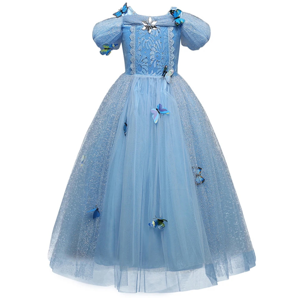 Платье Снежной Королевы для костюмированной вечеринки; платье Эльзы для девочек; платье принцессы 2 Золушки; нарядное детское платье Рапунцель Белль; Карнавальный костюм для девочек - Цвет: Cinderella01