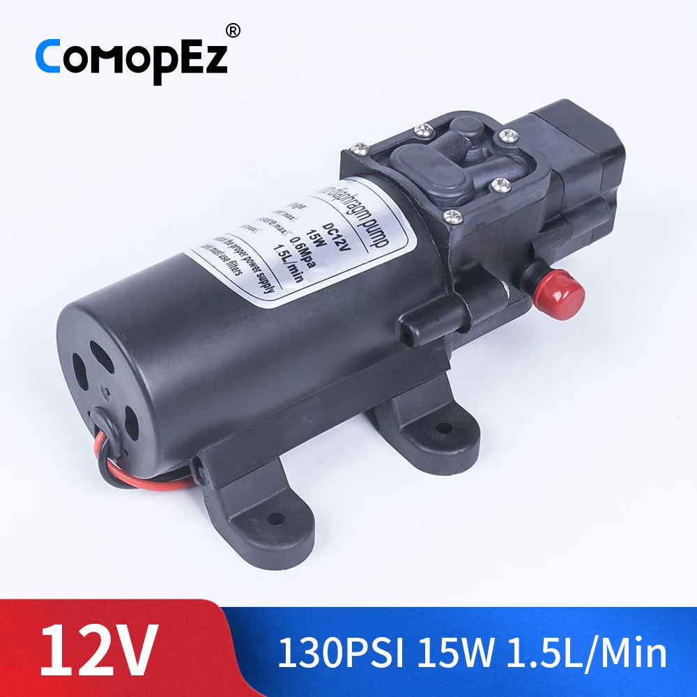 

DC 12V 15W 130PSI 1.5L / Min Water High Pressure Diaphragm Pump Self-priming Pump Automatic Switch For Garden Wagon