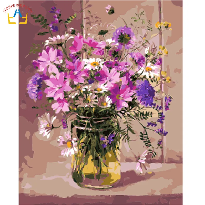 Buy Diy acrylic painting by numbers flowers wall