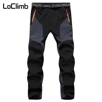 

LoClimb Winter Waterproof Men Pants Hiking Camping Trekking Outdoor Sport Trousers Fleece Softshell Climbing Ski Pants,AM193