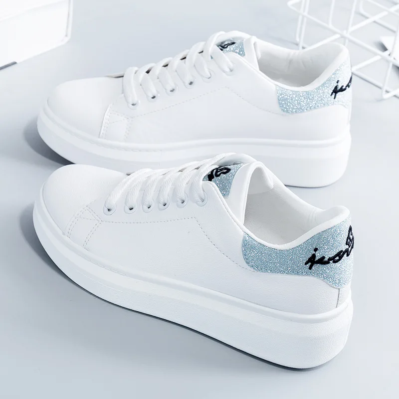 

Women Sneakers 2019 Women Casual Shoes Fashion White Sneaker Round Toe Women White Canvas Shoes Lace-Up Platform Shoes