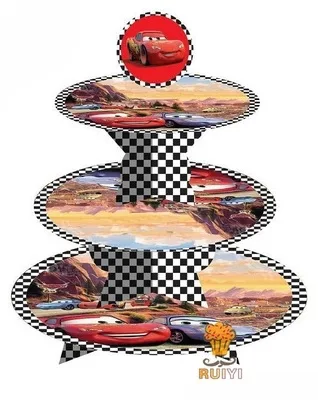 

Birthday party cartoon car general mobilization paper cake shelf three layer dessert table