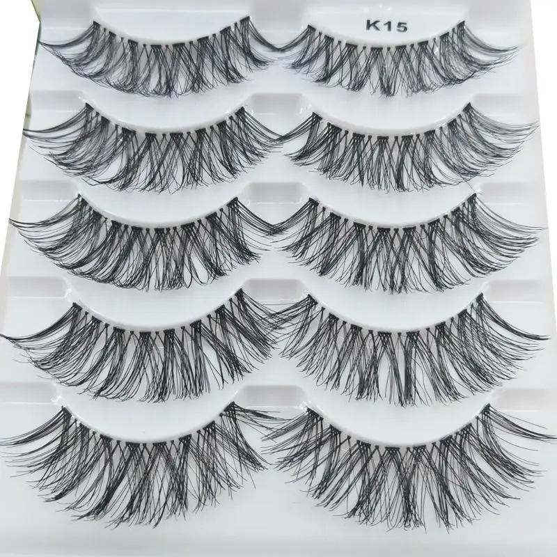 

NEW 5 Pairs Transparent False Eyelashes Messy Cross Thick Natural Fake EyeLashes Makeup Tips Bigeye Long False Eye Lashes