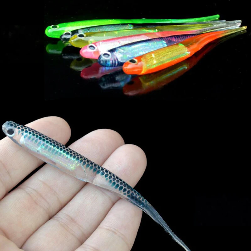 

1Pcs Artificial bait three-dimensional pointed tail rainbow soft bait manual fake bait road Asia bionic bait realistic 3D eyes