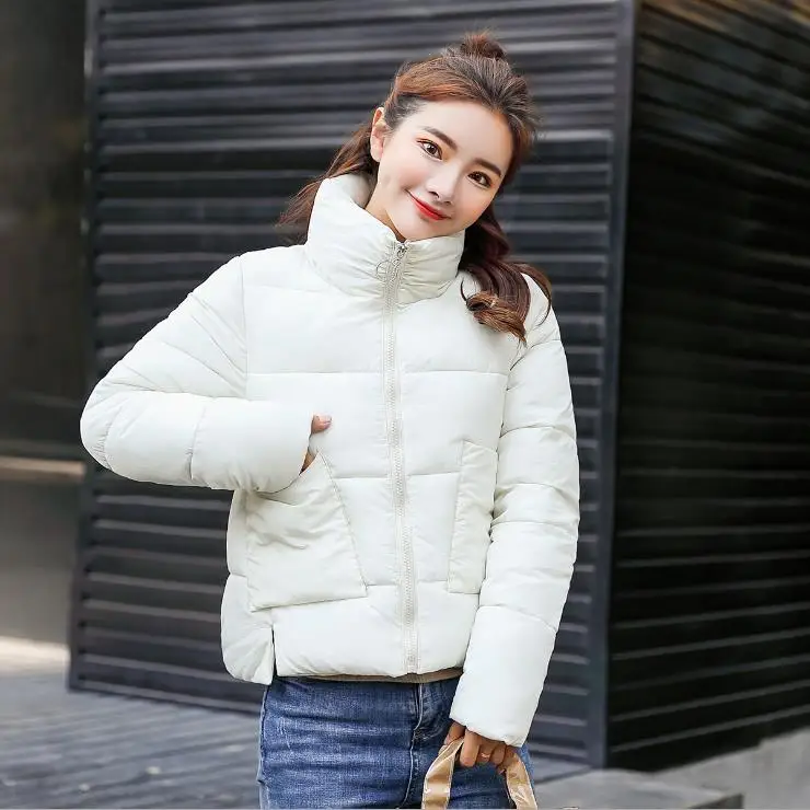 Зимний пуховик с хлопковой подкладкой, женская короткая Корейская одежда,, маленькая Толстая куртка с хлопковой подкладкой, пальто D077 - Цвет: White