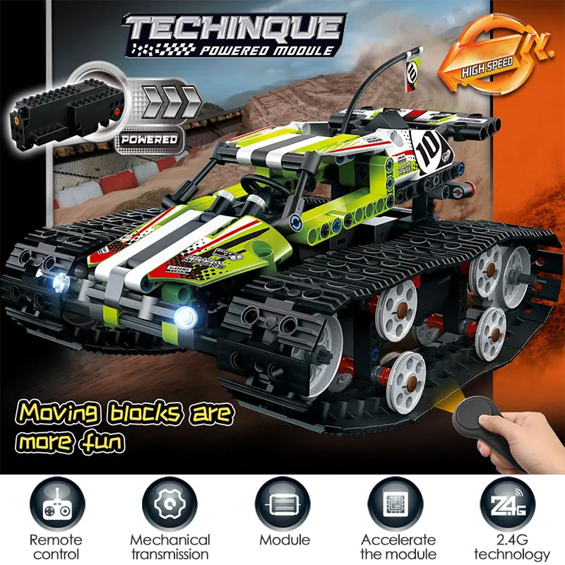 Technic 2 стиля 410 шт. Радиоуправляемый пульт дистанционного управления мотор гусеничный гоночный автомобиль модель строительные блоки кирпичи наборы игрушек для детей