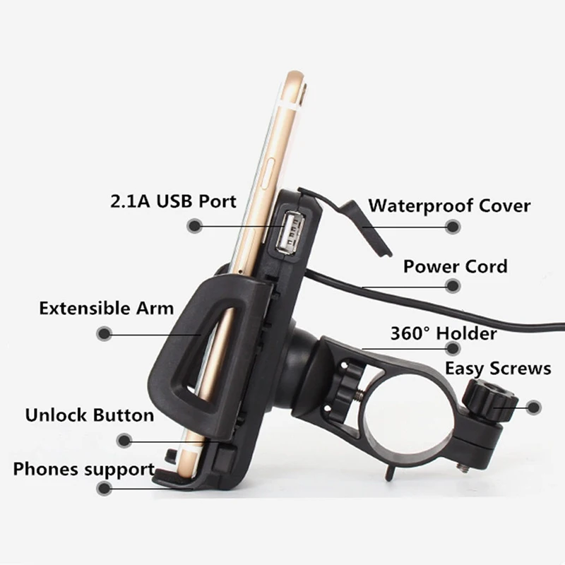 1 шт. 360 градусов Rotable мотоцикл телефон стенд держатель для iPhone 4,7-6 дюймов с USB зарядное устройство крепление Мотоцикл аксессуары